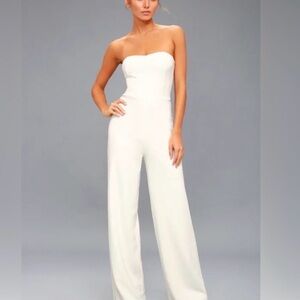 ARITZIA Wilfred Strapless Cream Jumpsuit